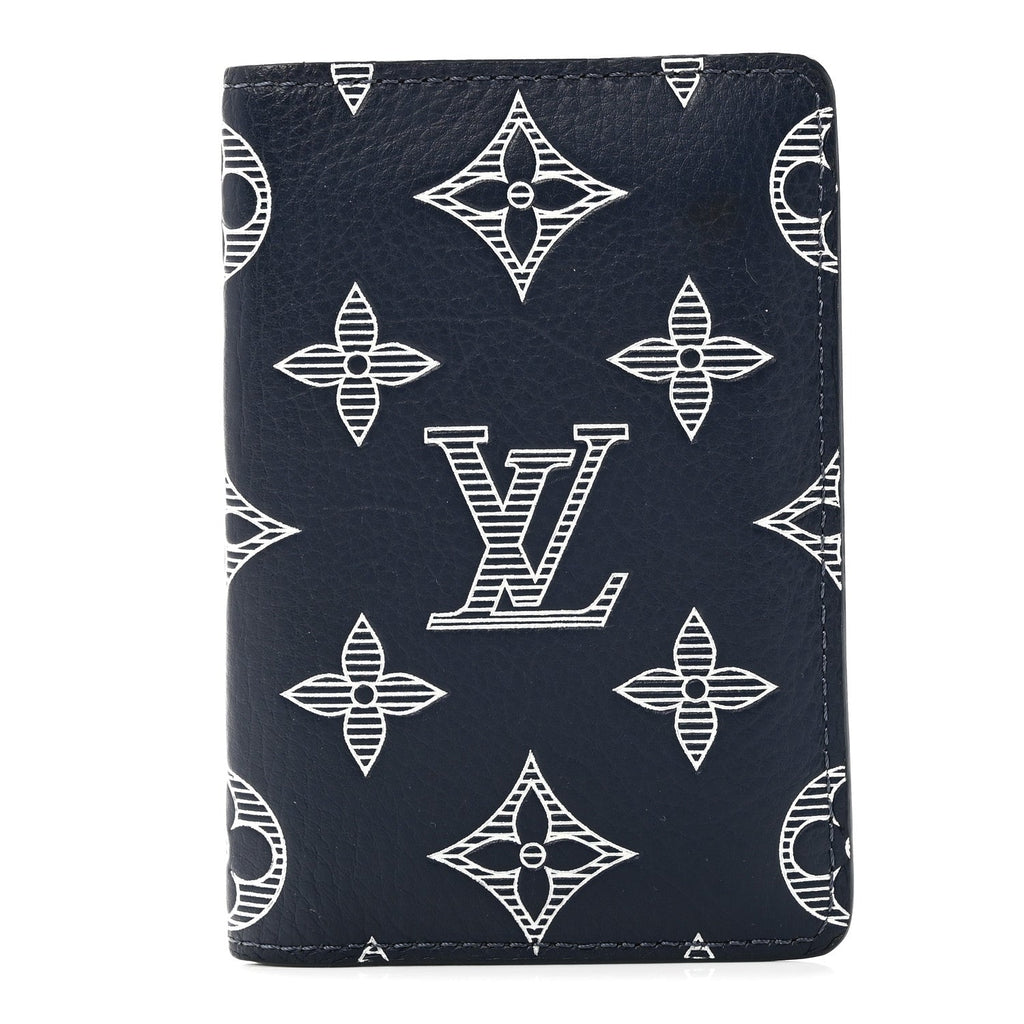Calfskin Monogram Shadow Pocket Organizer Navy Blue White