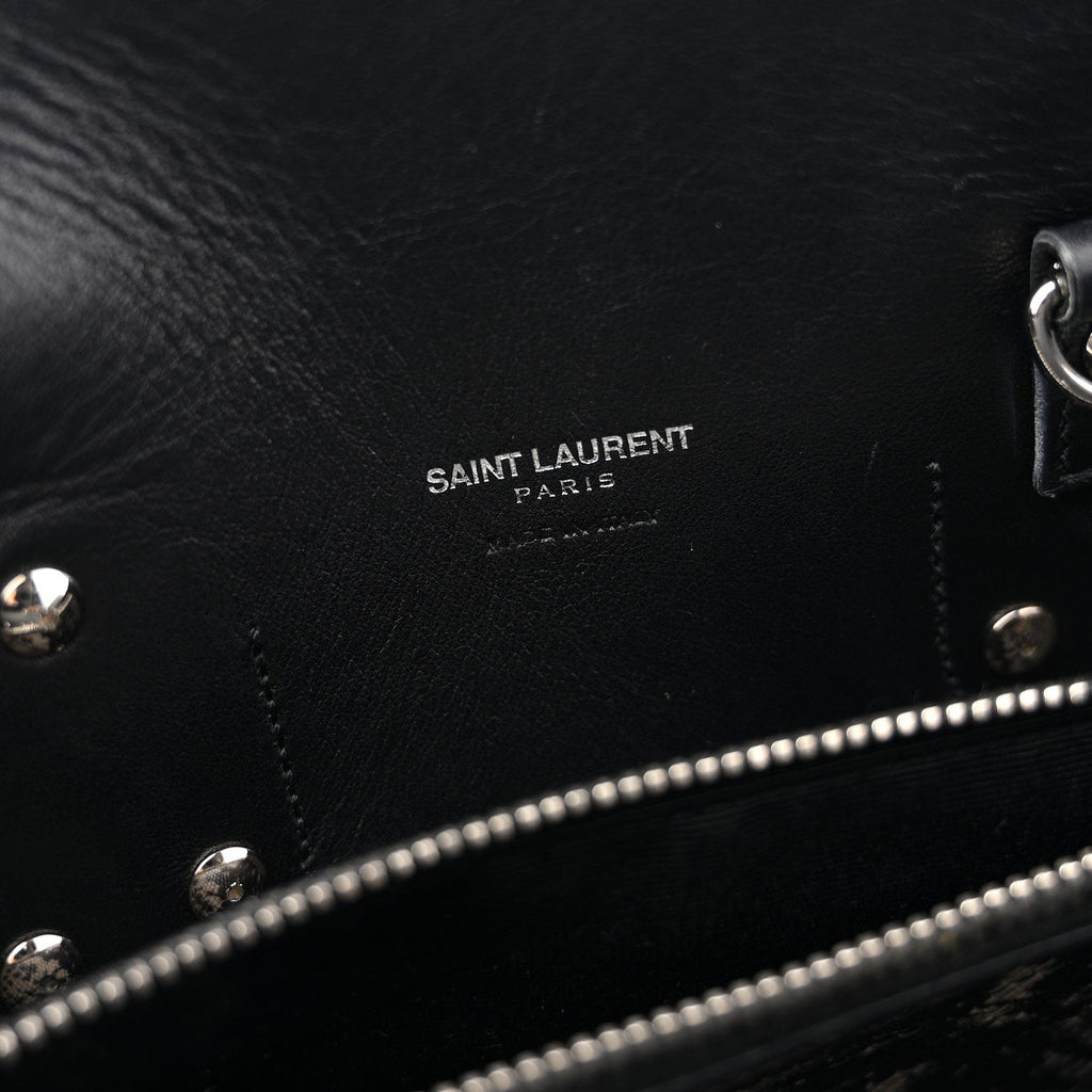 Grained Calfskin Embossed Python Small Sac De Jour Black