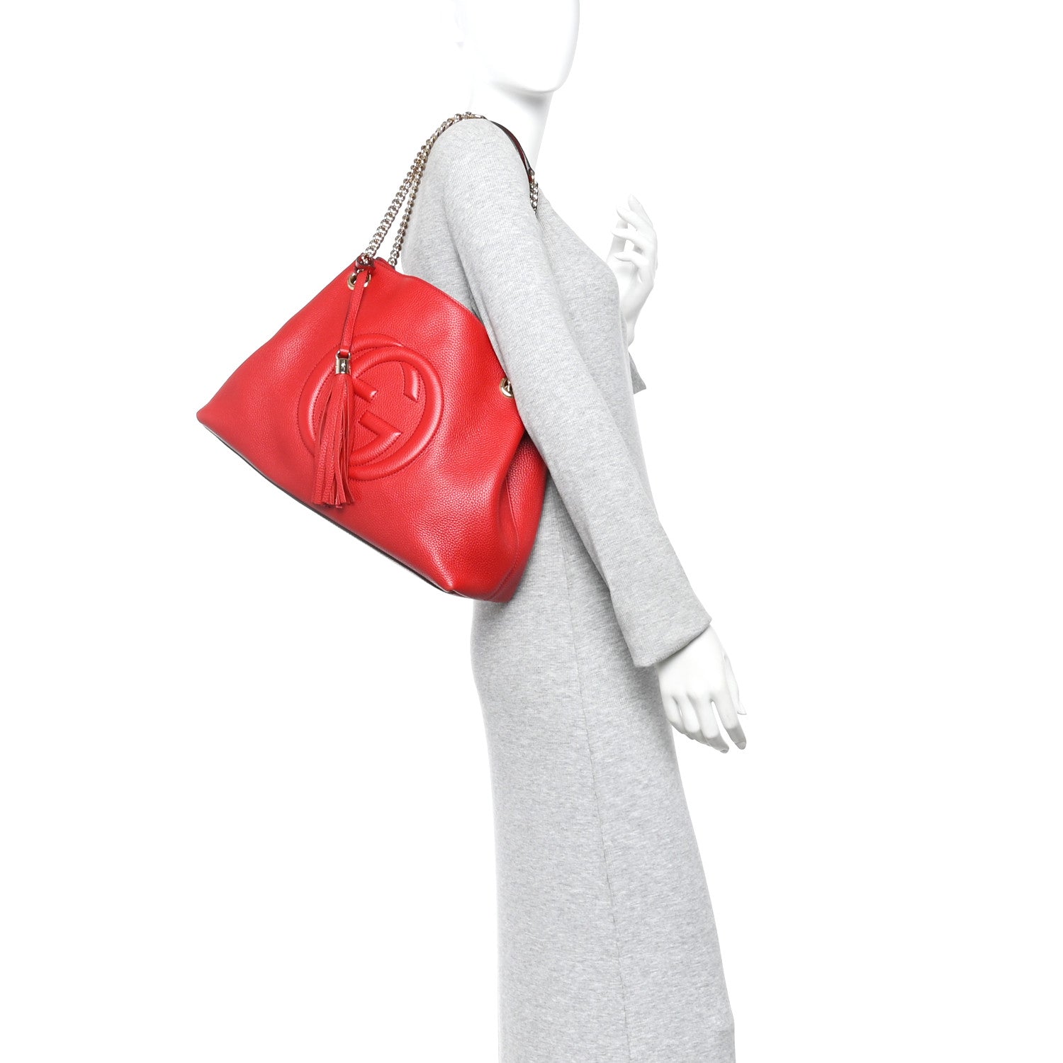 Cellarius Calfskin Medium Soho Chain Shoulder Bag Vibrant Red