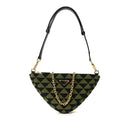 Jacquard Calfskin Triangolo Symbole Embroidered Mini Triangle Double Bag Black Edera