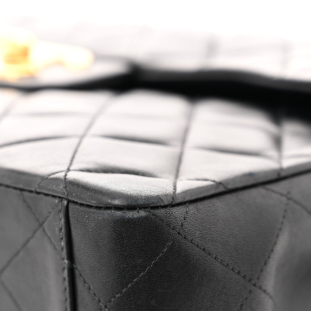Lambskin Quilted XL Jumbo Single Flap Black