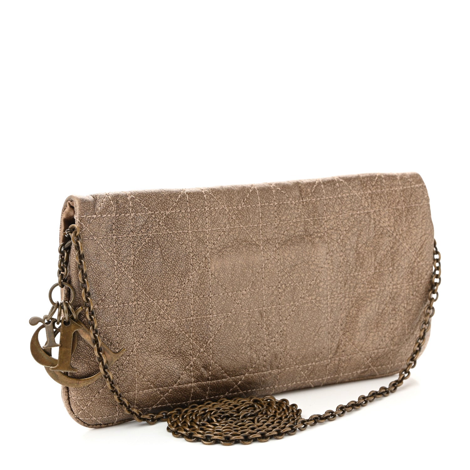 Lambskin Cannage Lady Dior Chain Clutch Bronze