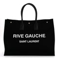Linen Calfskin Rive Gauche Tote Black