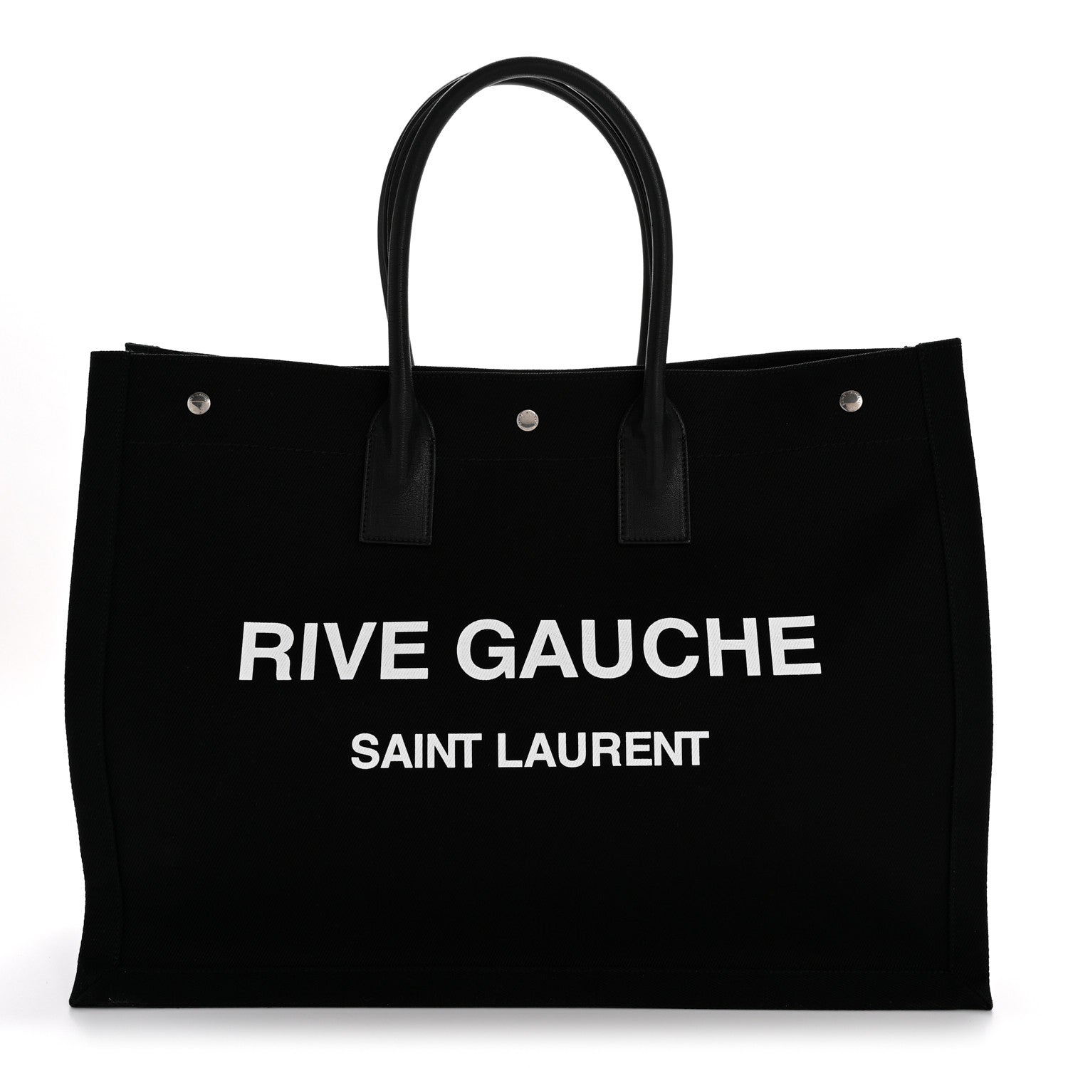 Linen Calfskin Rive Gauche Tote Black