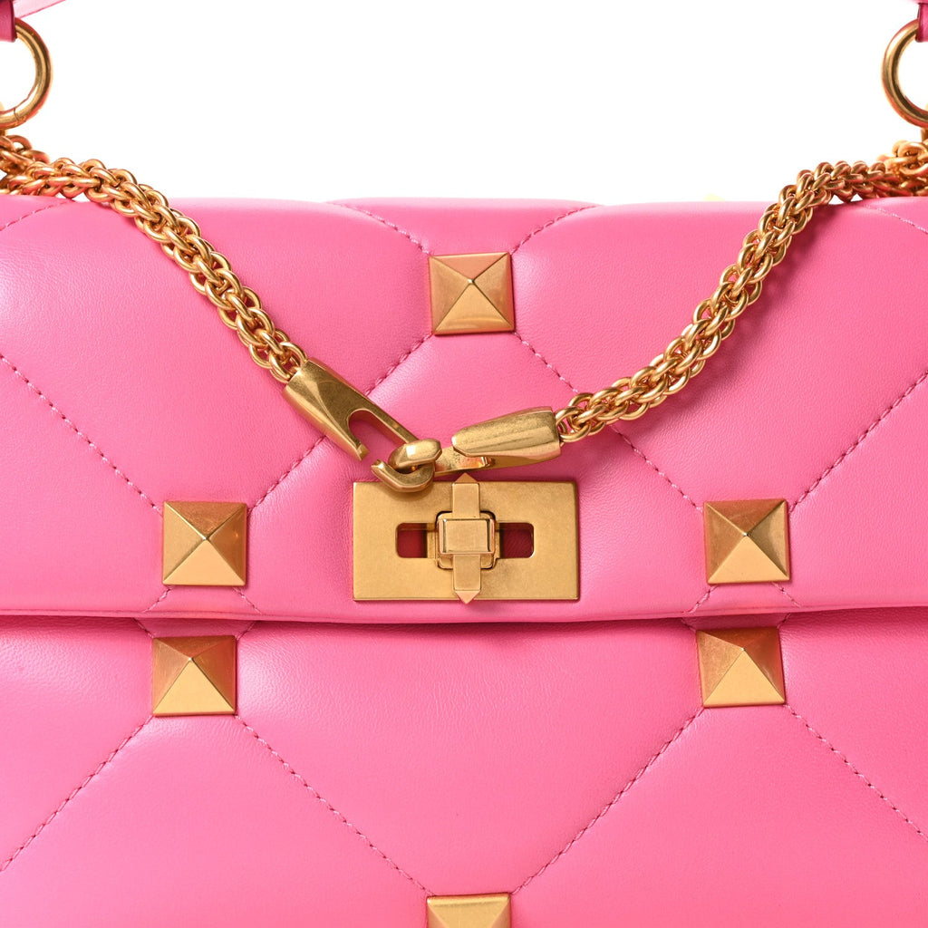 Nappa Large Roman Stud Shoulder Bag Feminine Pink
