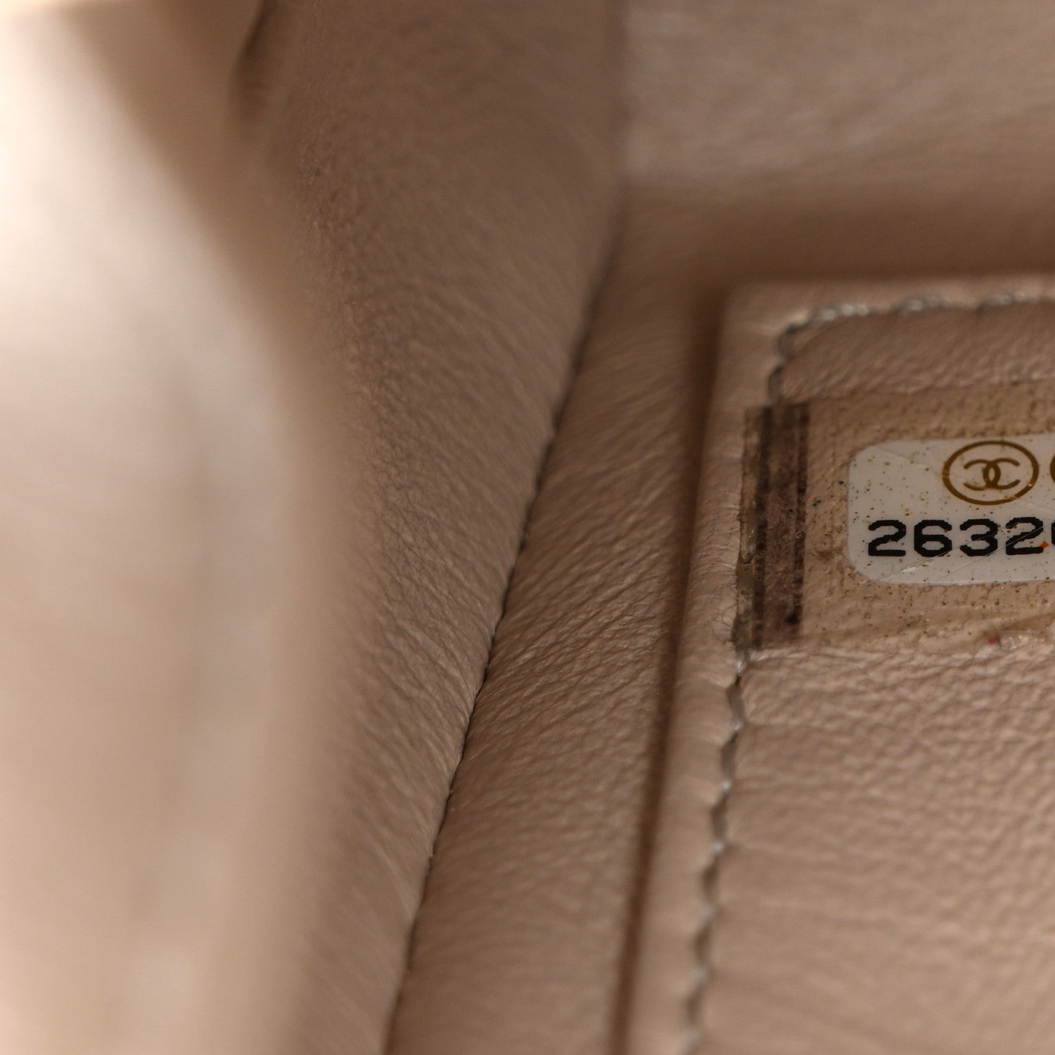 Calfskin Chevron Quilted Large Medal Flap Light Beige