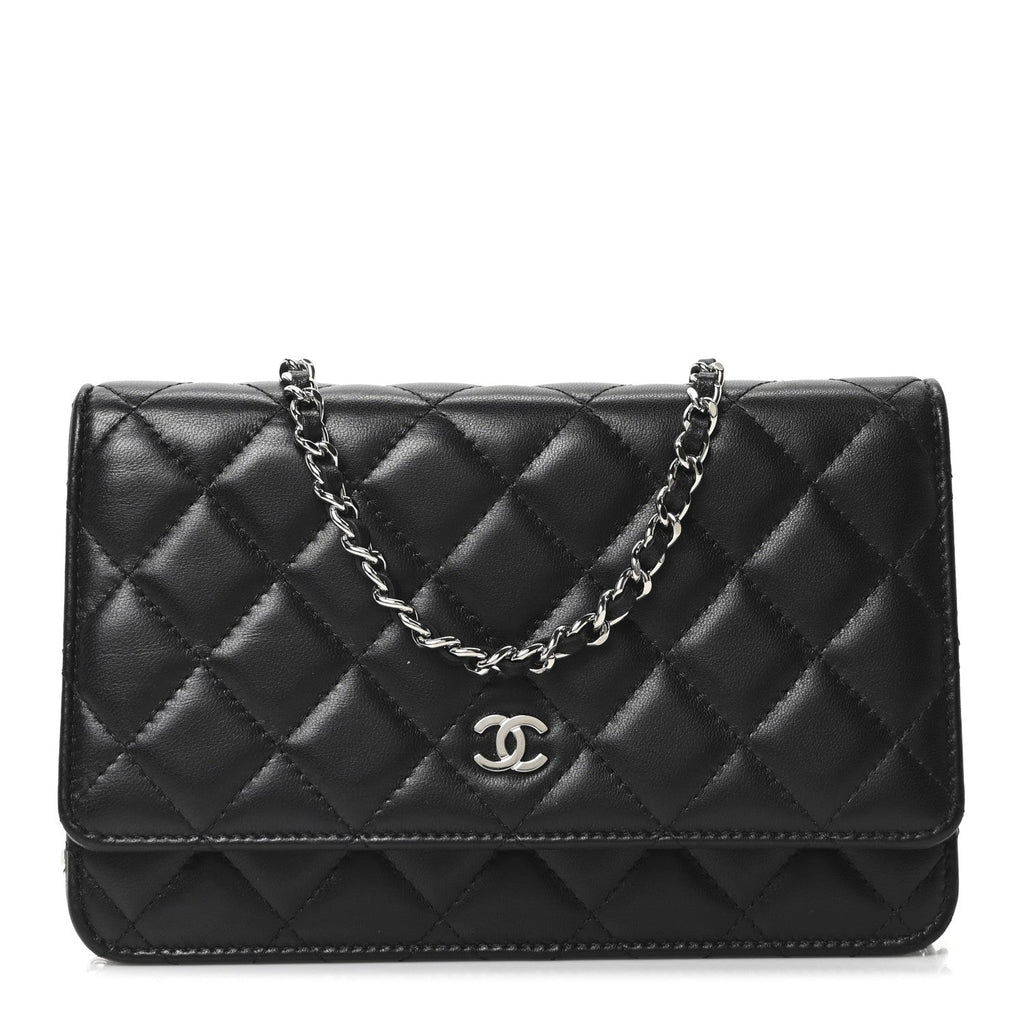 Lambskin Quilted Wallet On Chain WOC Black
