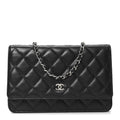 Lambskin Quilted Wallet On Chain WOC Black