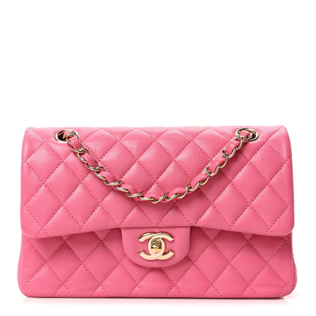 Caviar Quilted Small Double Flap Pink