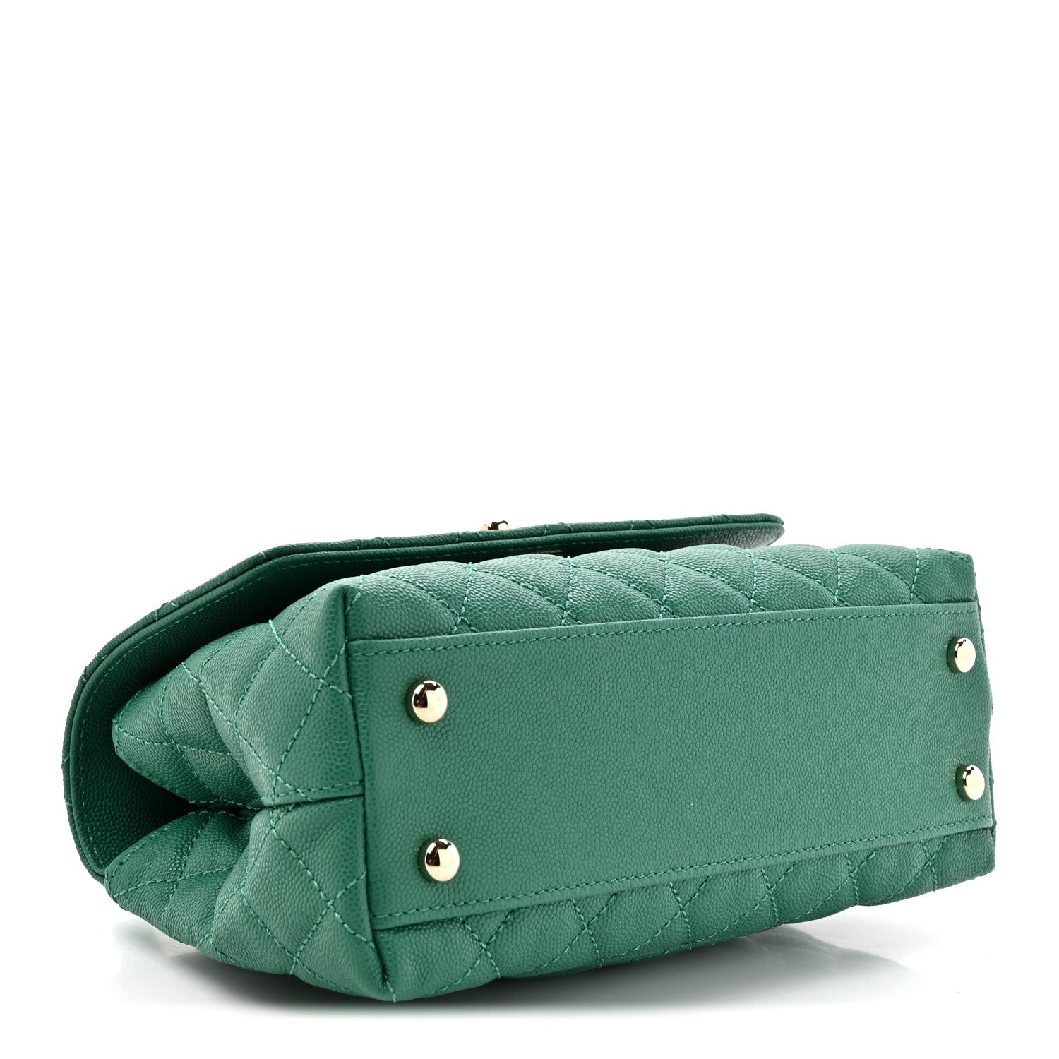 Caviar Quilted Mini Coco Handle Flap Green