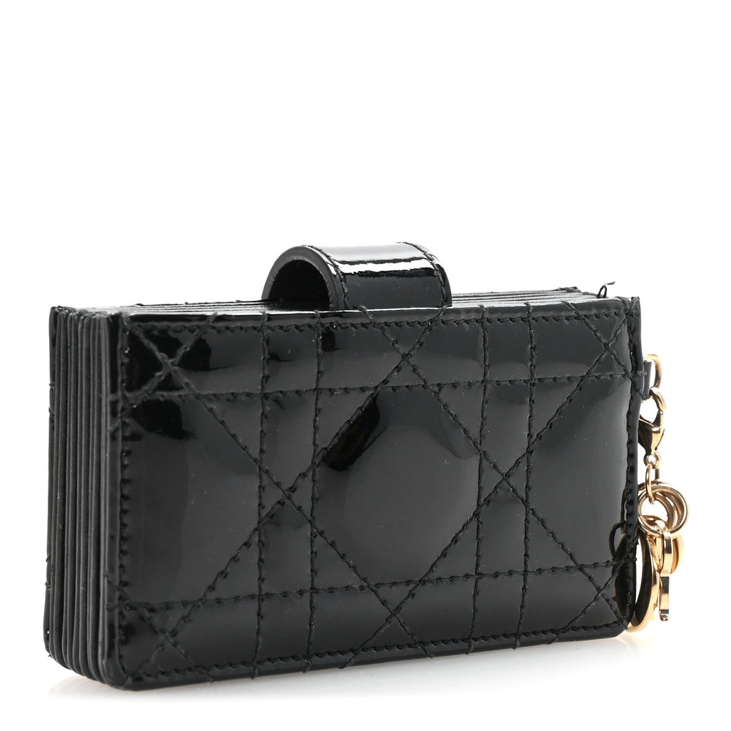 Patent Cannage Lady Dior 5-Gusset  Holder Black