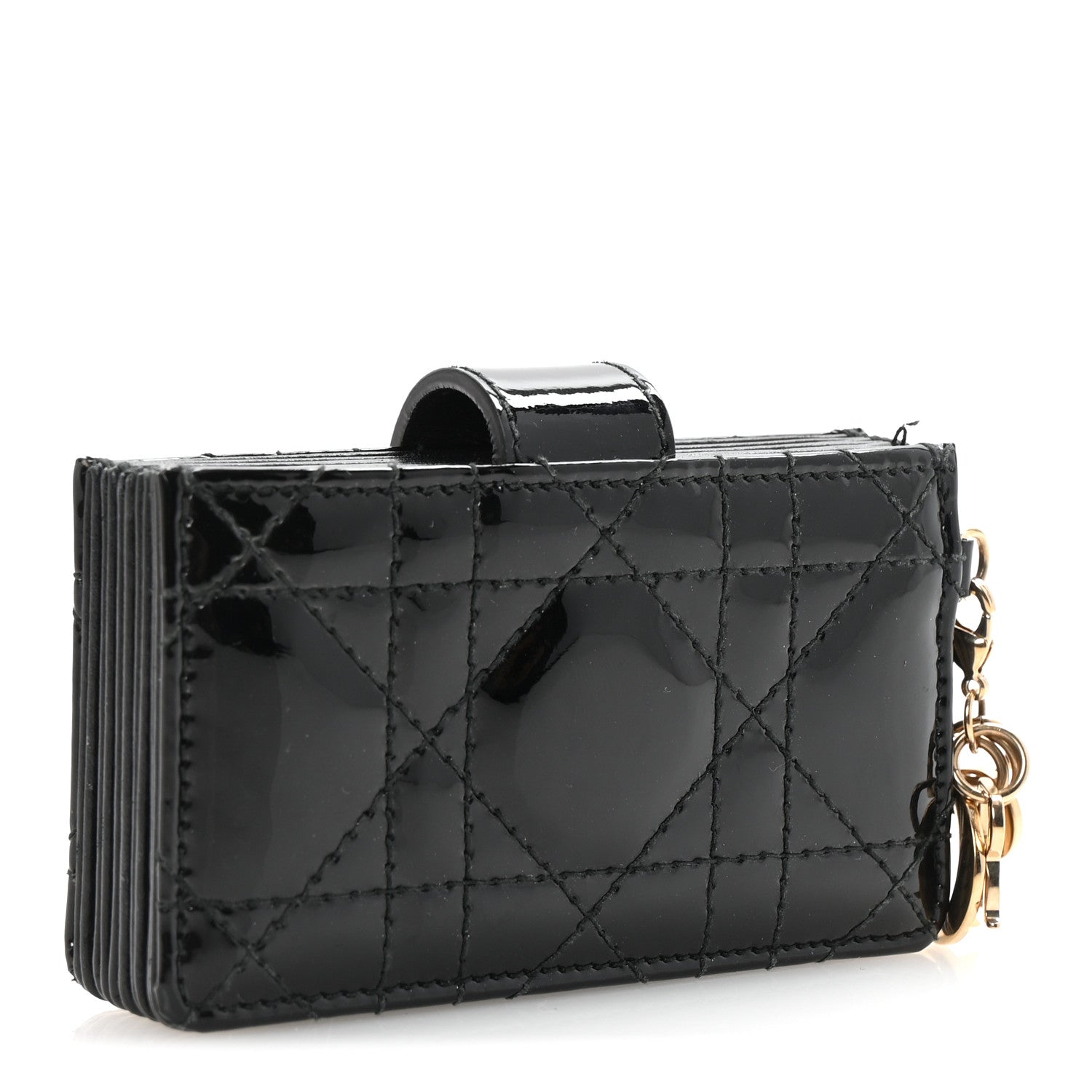 Patent Cannage Lady Dior 5-Gusset  Holder Black