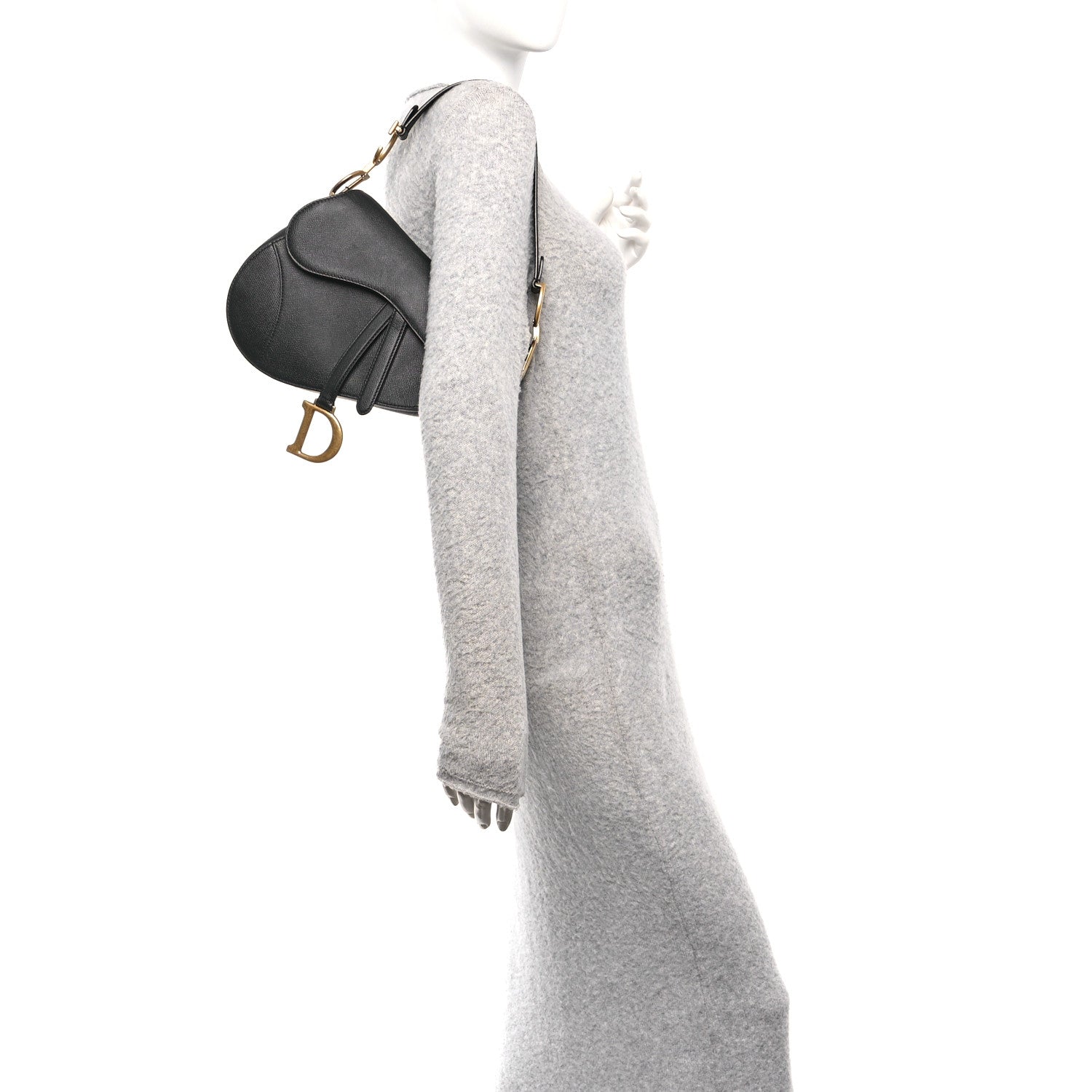 Grained Calfskin Saddle Bag Black