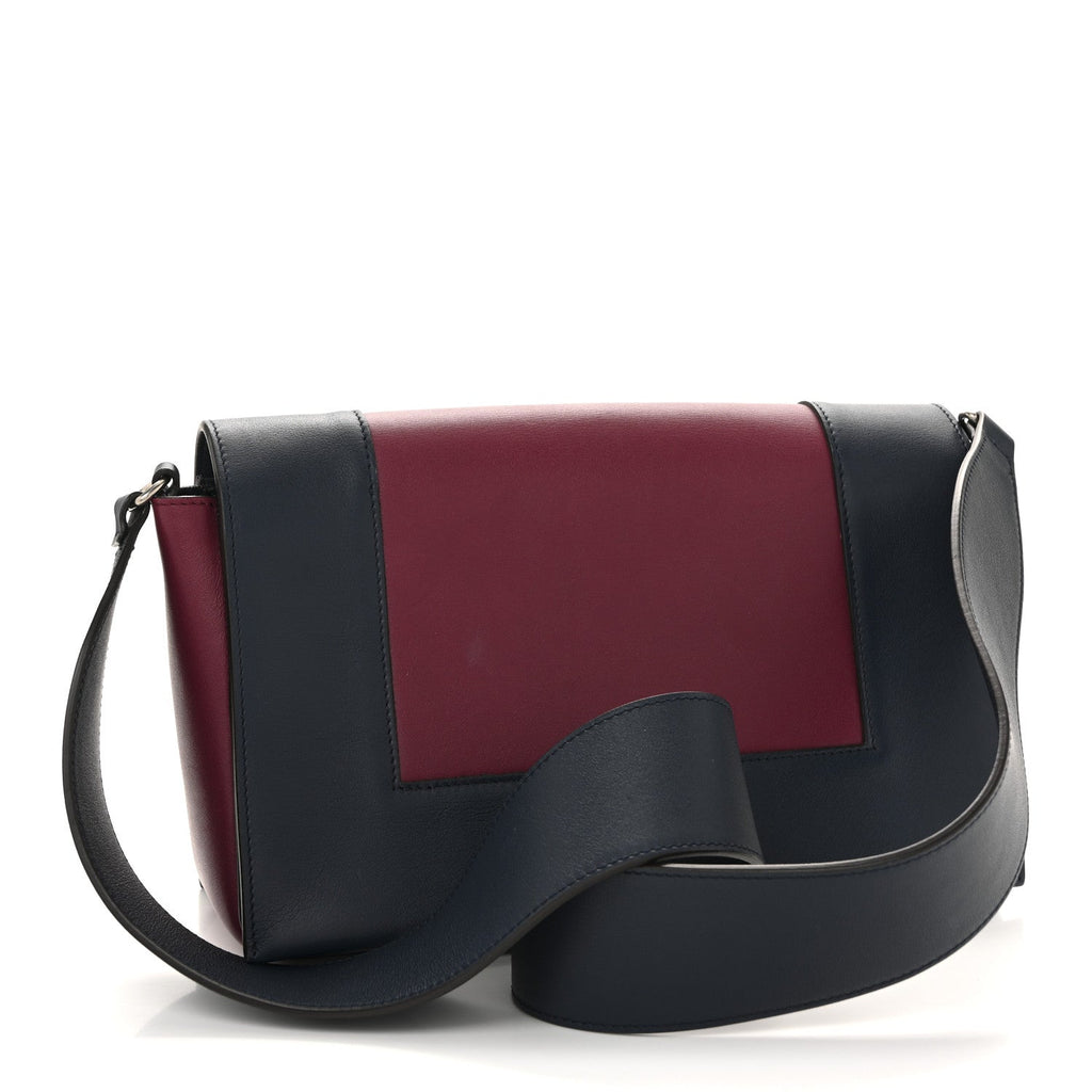 Shiny Smooth Calfskin Medium Frame Shoulder Bag Blue Purple