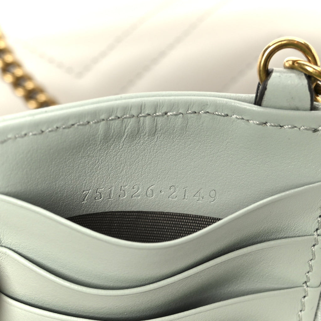 Calfskin Matelasse Mini GG Marmont Shoulder Bag With  Holder White Light Grey