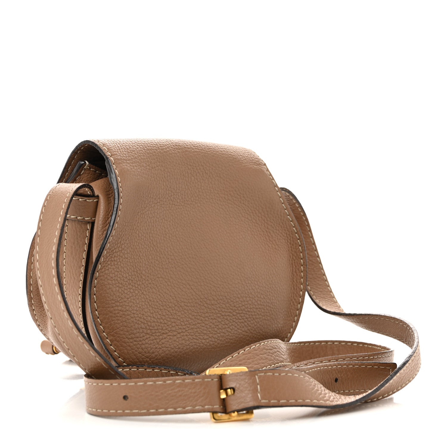 Calfskin Mini Marcie Round Crossbody Bag Nut