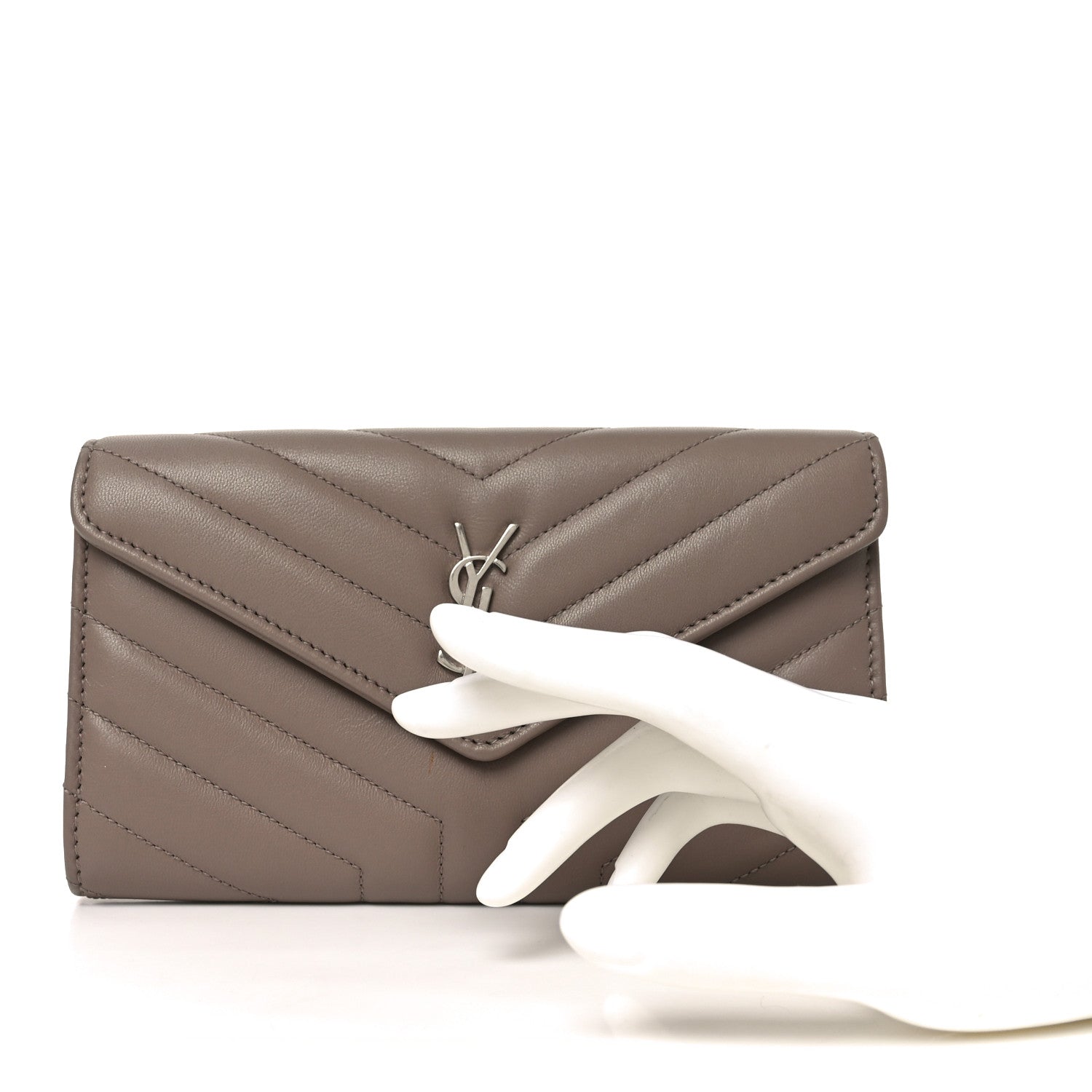 Lambskin Y Quilted Monogram Large Loulou Flap Wallet Mink