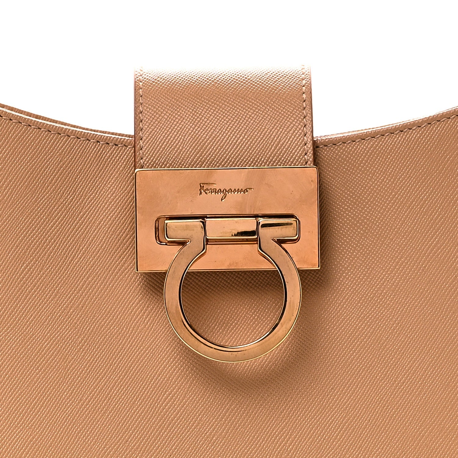 Hammered Calfskin Trifolio Shoulder Bag Sand