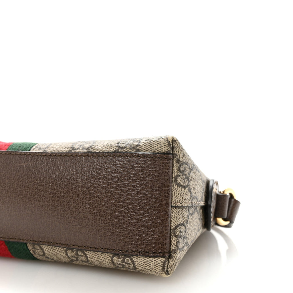 GG Supreme Monogram Textured Dollar Calfskin Web Small Ophidia Dome Shoulder Bag Beige Ebony New Acero