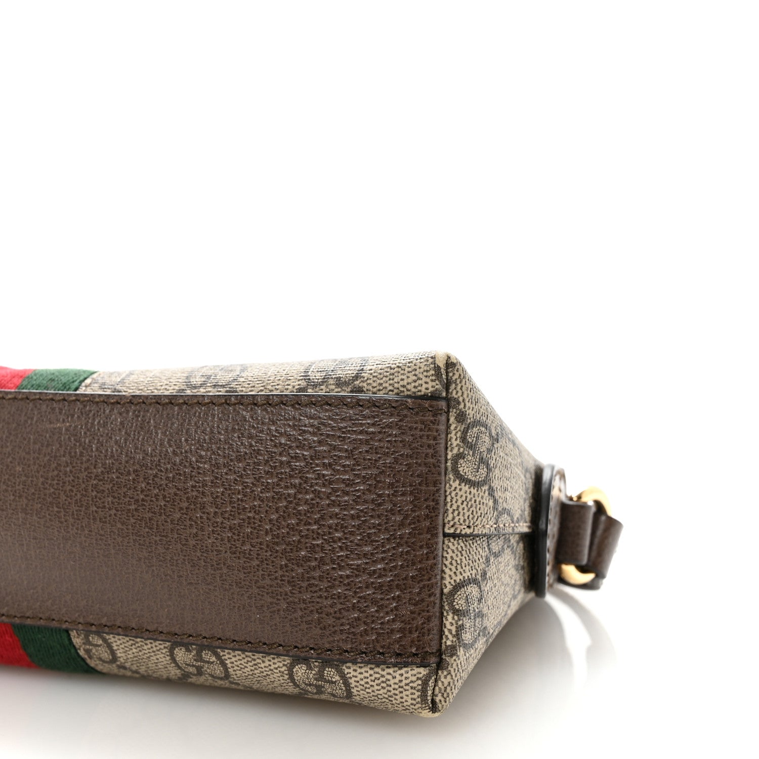 GG Supreme Monogram Textured Dollar Calfskin Web Small Ophidia Dome Shoulder Bag Beige Ebony New Acero