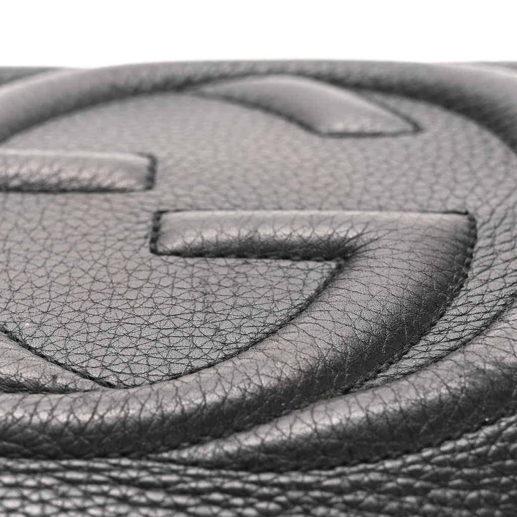 Pebbled Calfskin Medium Soho Chain Shoulder Bag Black