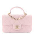 Lambskin Quilted Mini Top Handle Rectangular Flap Light Pink