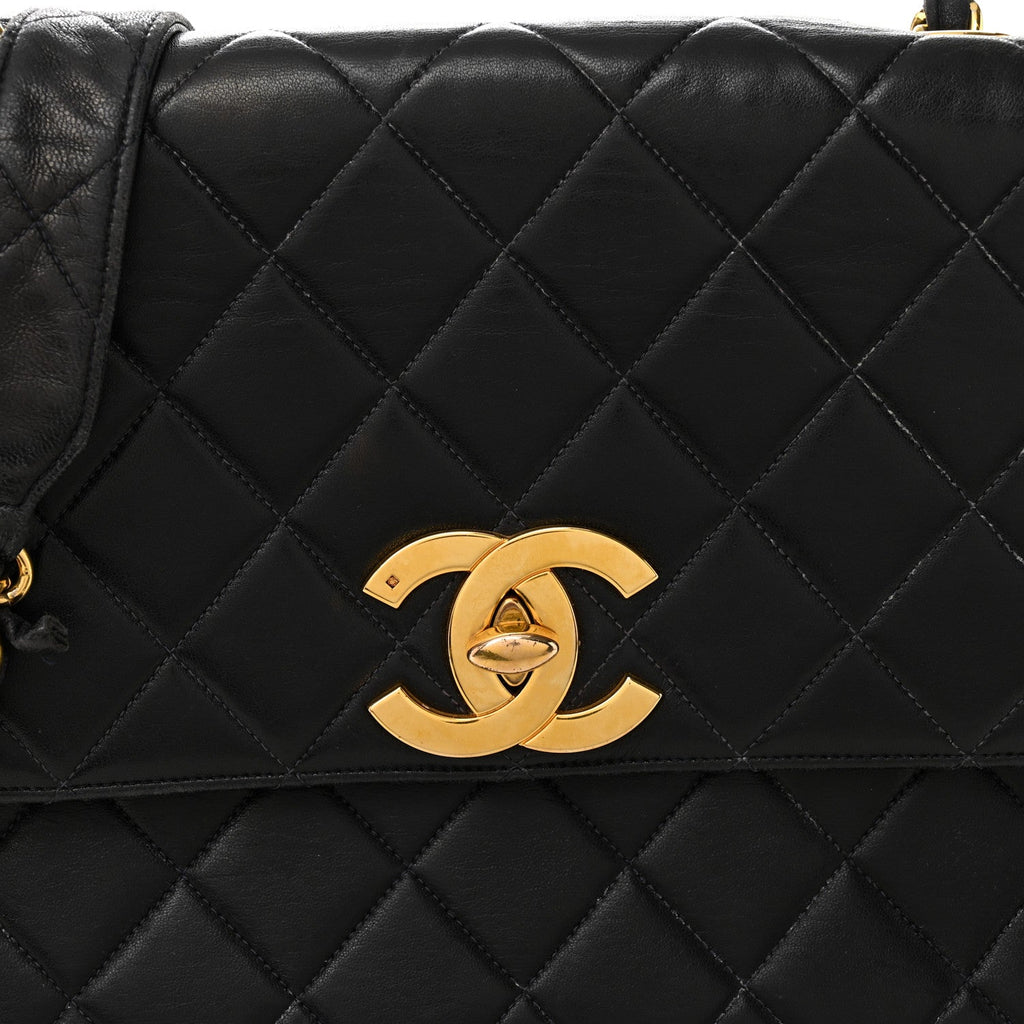 Lambskin Quilted Medium Single Flap Black