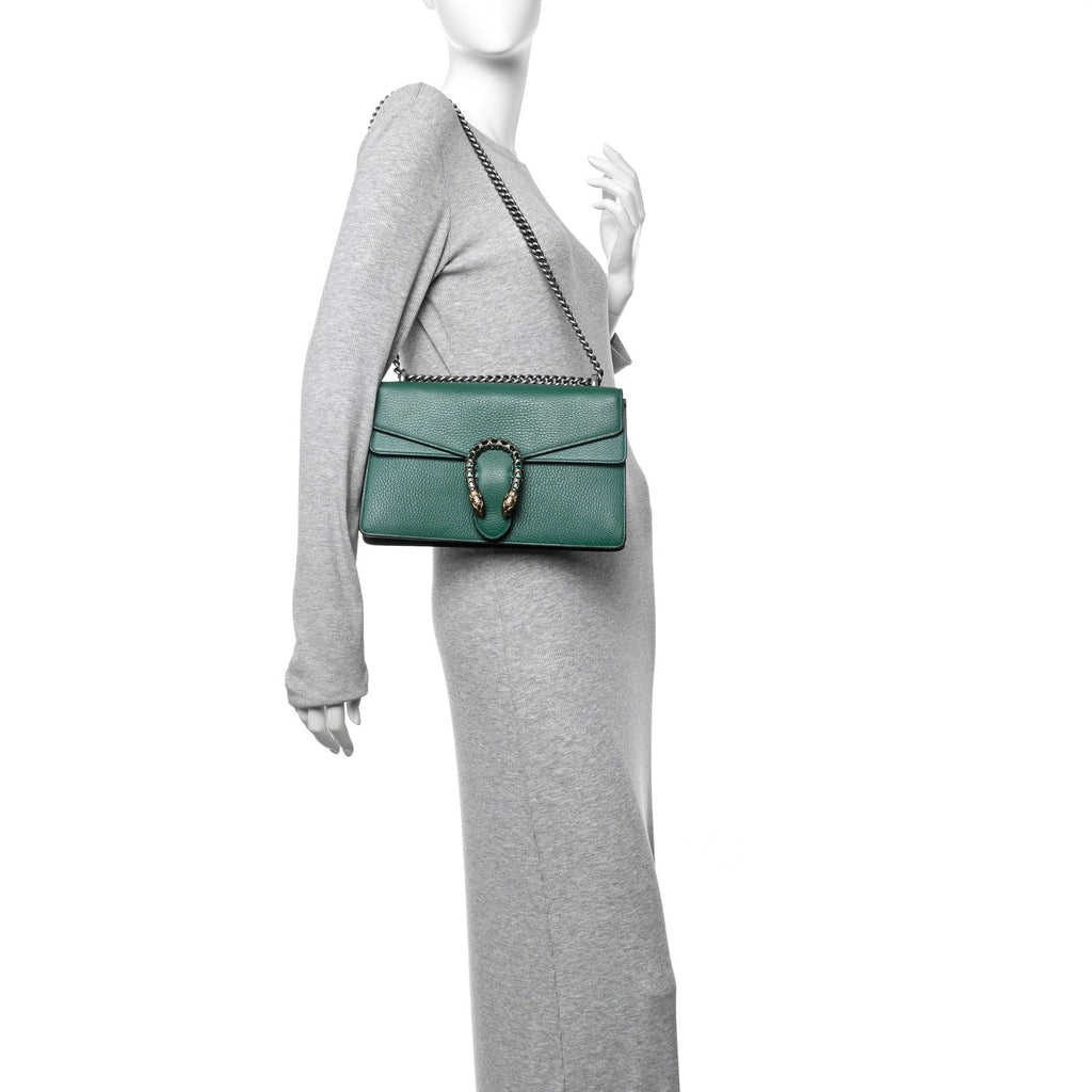Pebbled Calfskin Small Dionysus Shoulder Bag Emerald