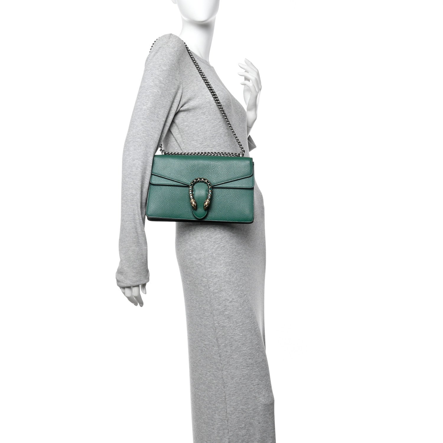 Pebbled Calfskin Small Dionysus Shoulder Bag Emerald