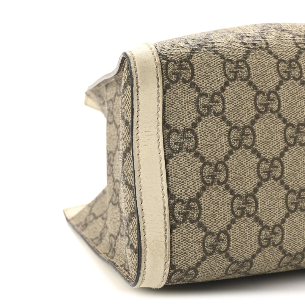 GG Supreme Monogram Moon Calfskin Small Padlock Tote Beige Ebony Mystic White