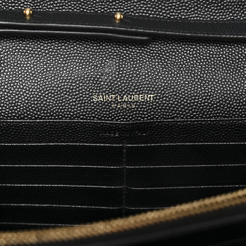 Grain De Poudre Matelasse Chevron Monogram Chain Wallet Black