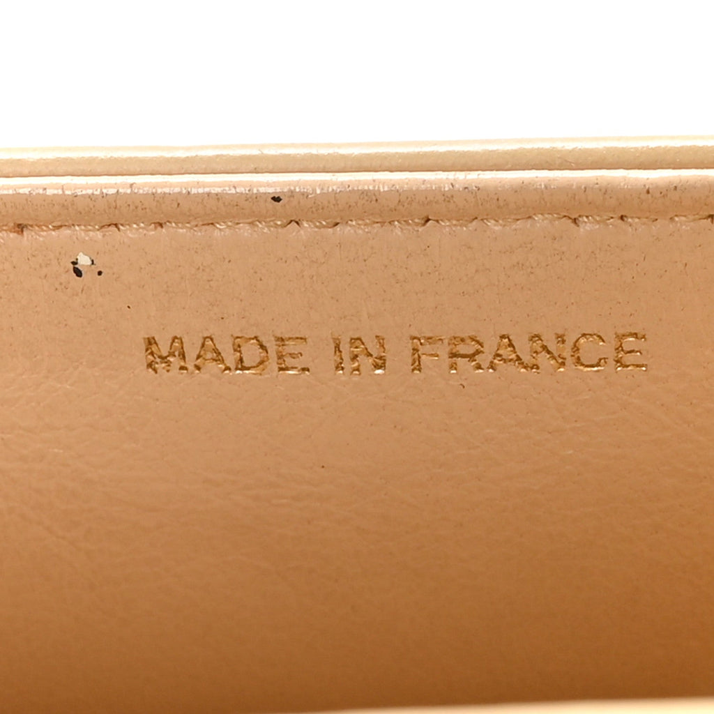 Lambskin Ribbon Stitched Flap Beige
