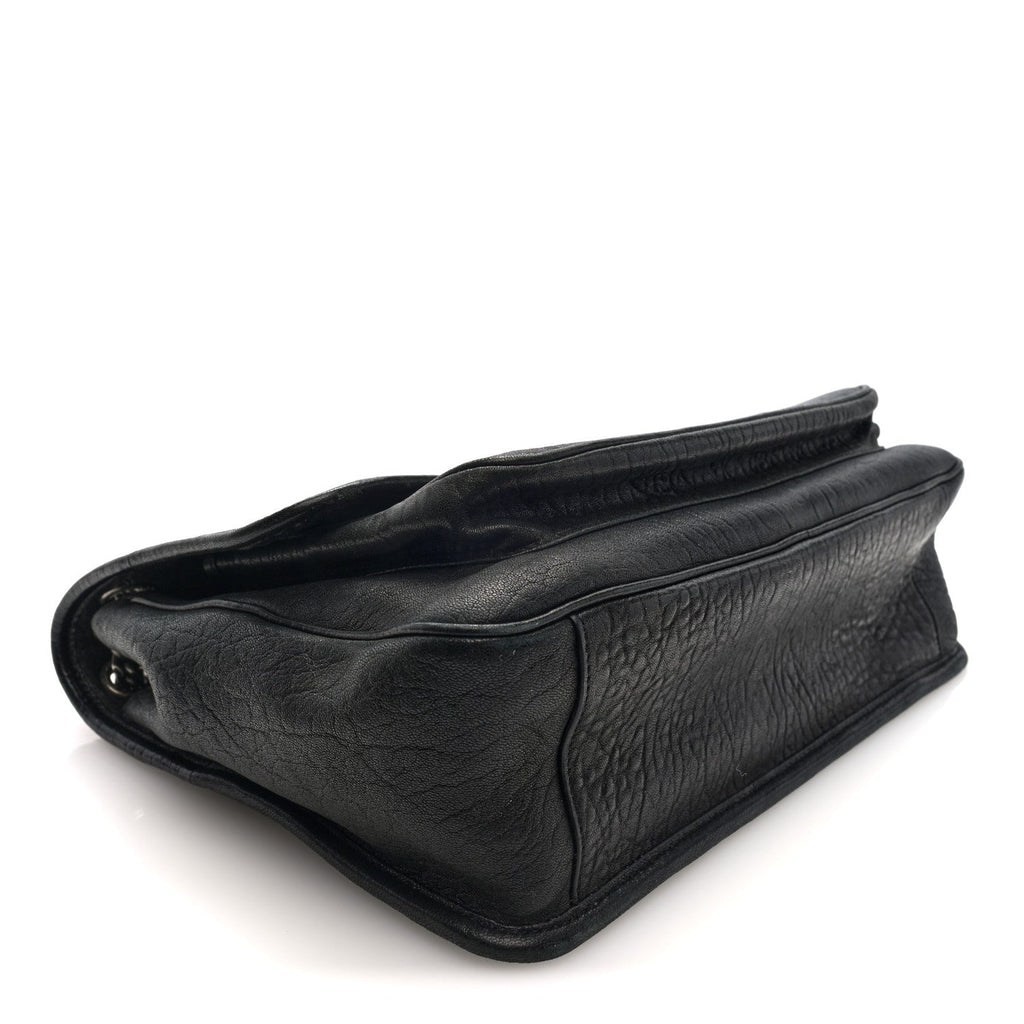 Grained Lambskin Monogram Large Niki Chain Satchel Black