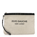 Linen Canvas Rive Gauche Zipped Pouch Optic White