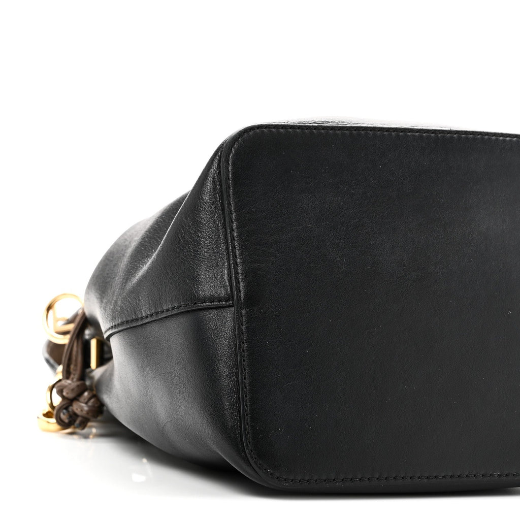 Vitello Century Matte F is Fendi Stamp Patch Bi-Color Grande Mon Tresor Bucket Bag Black Maya Fragola