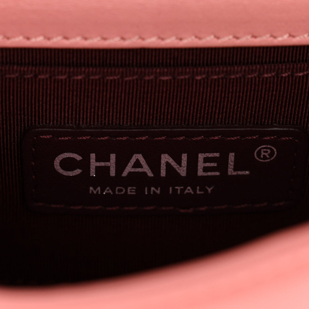 Lambskin Plexiglass Boy Brick Flap Pink