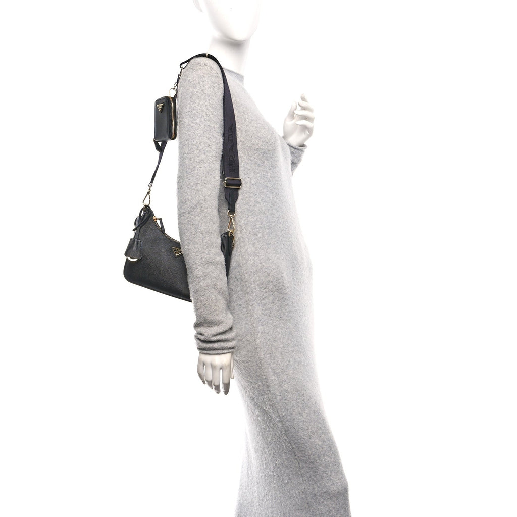 Saffiano Lux Re-Edition 2005 Shoulder Bag Black