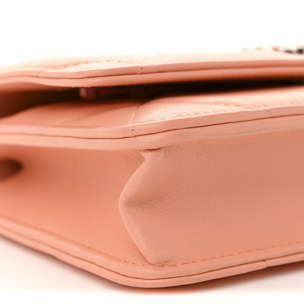 Lambskin Quilted Chanel 19 Wallet On Chain WOC Light Orange