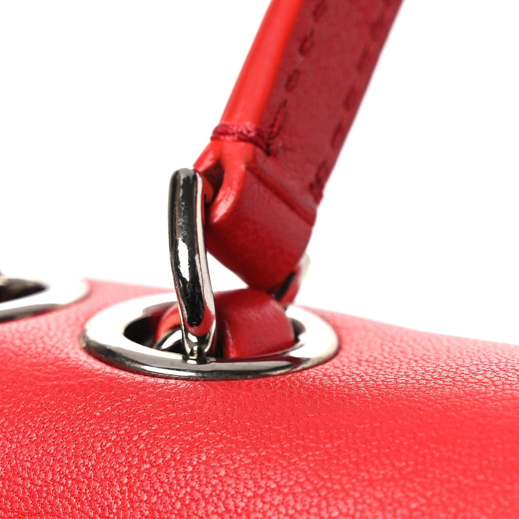Goatskin Quilted Small CC Box Flap Red