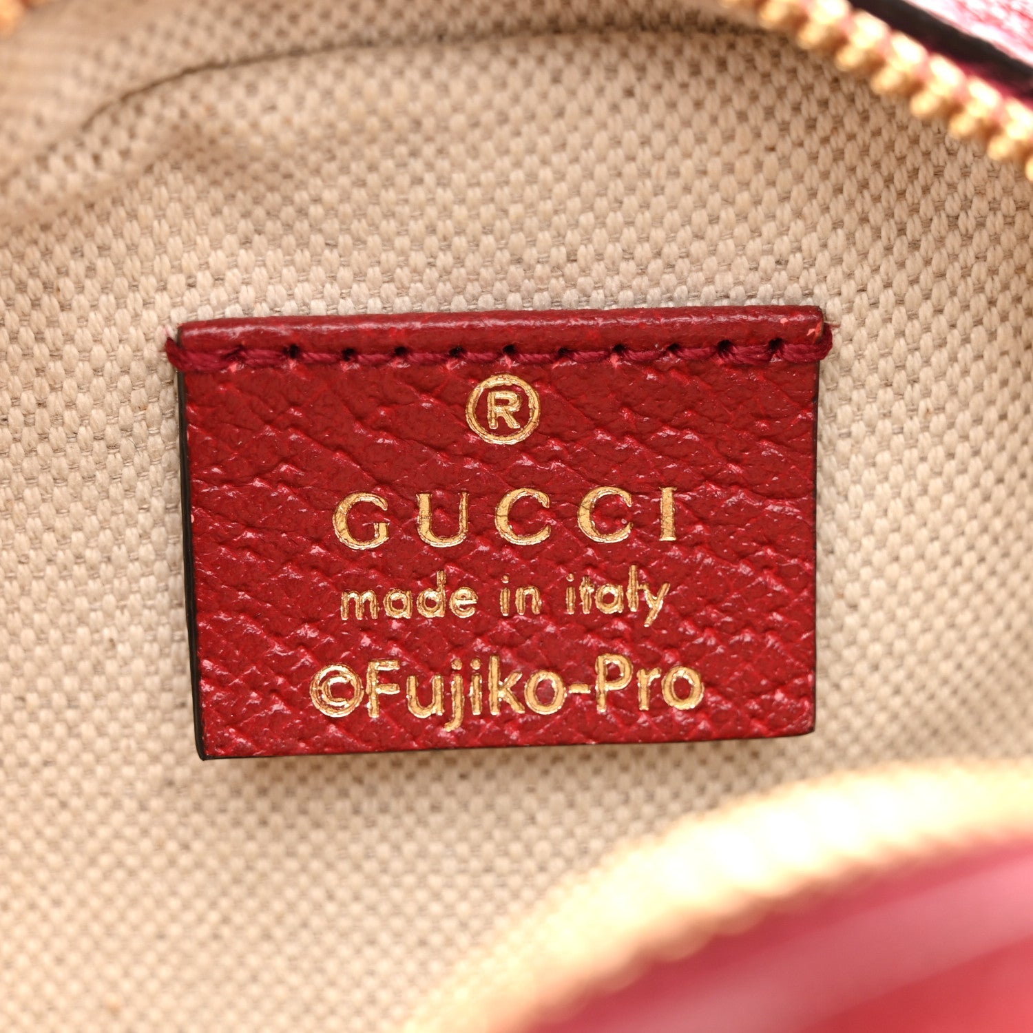 X DORAEMON Mini Vintage GG Supreme Monogram Mini Round Shoulder Bag Beige Cherry Red