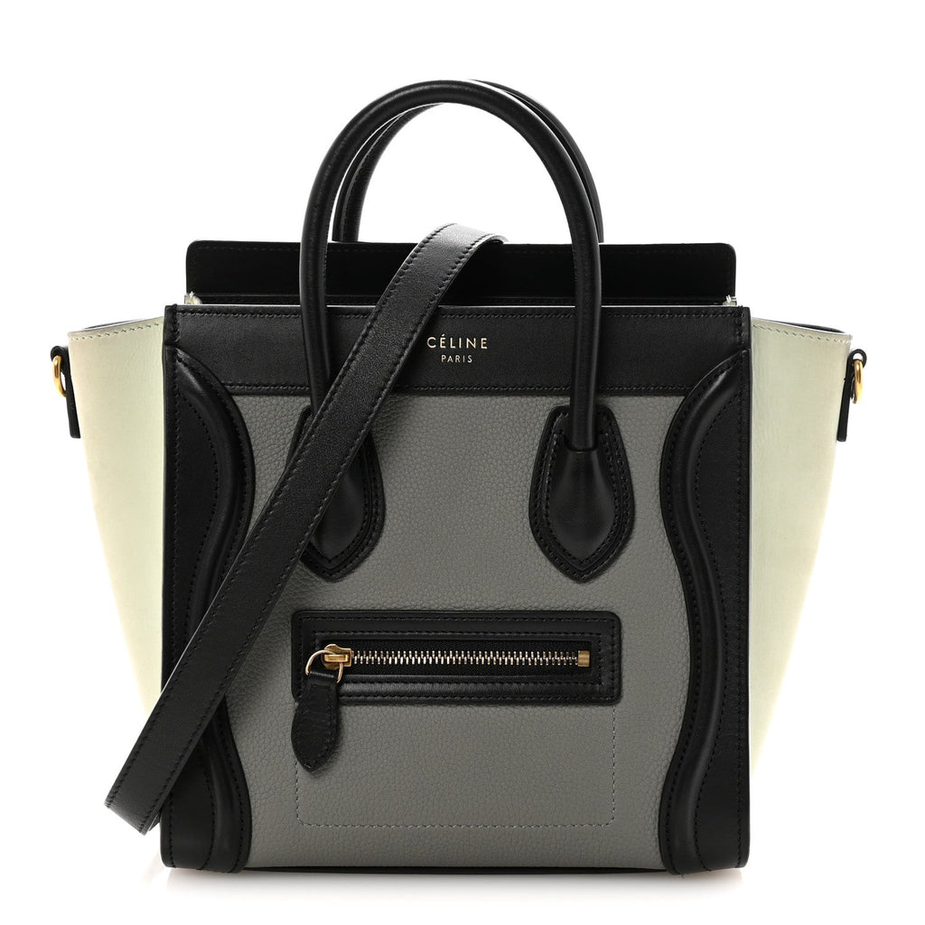 Baby Grained Calfskin Nano Tri-Color Luggage Zinc Almond