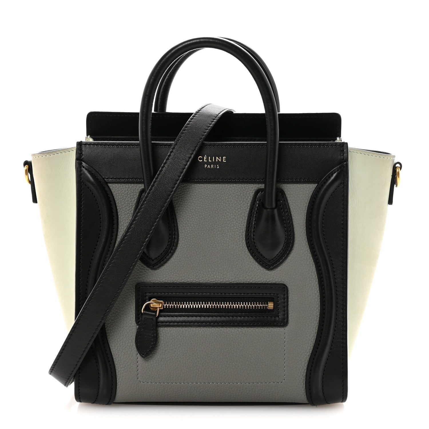 Baby Grained Calfskin Nano Tri-Color Luggage Zinc Almond