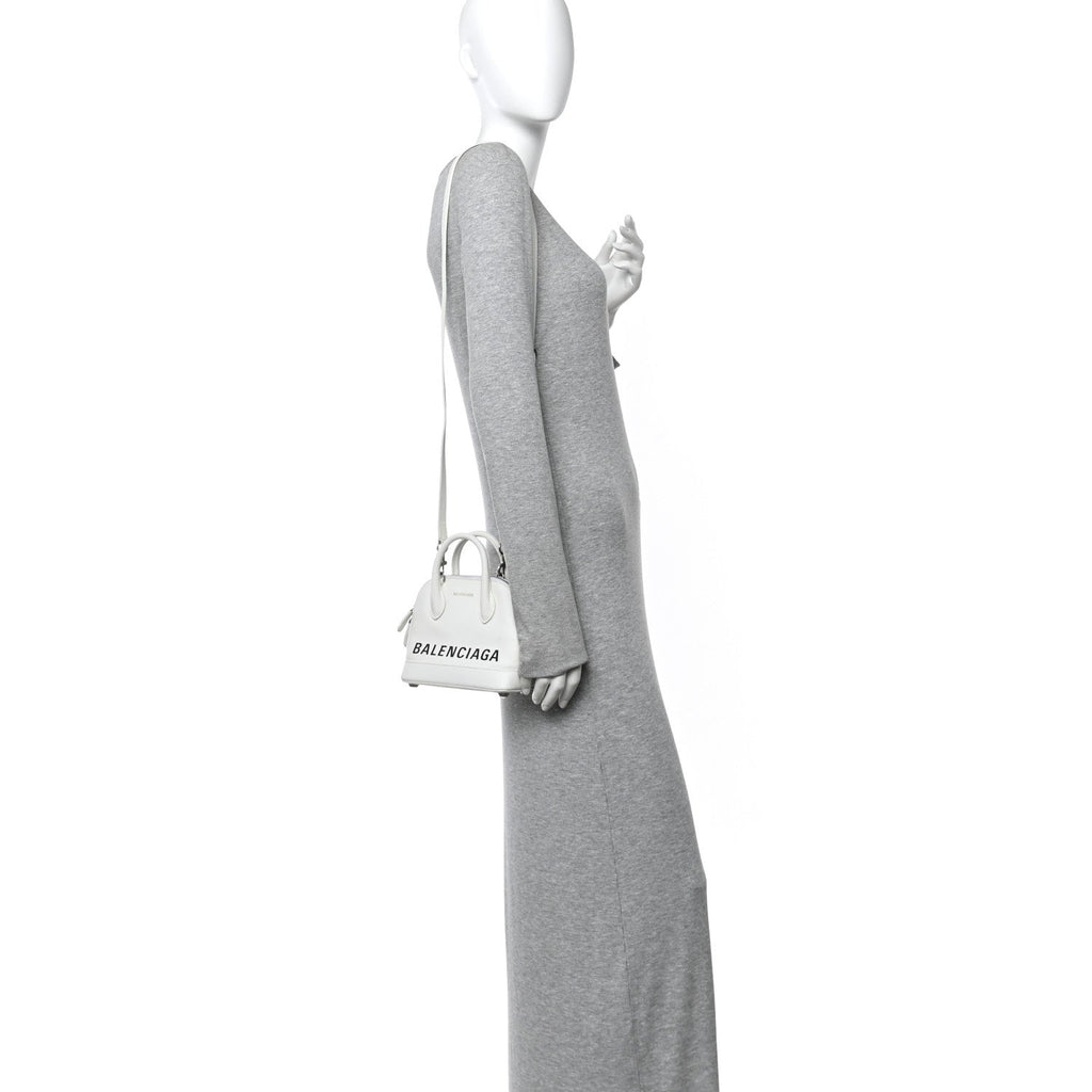 Grained Calfskin XXS Ville Top Handle Bag White Black