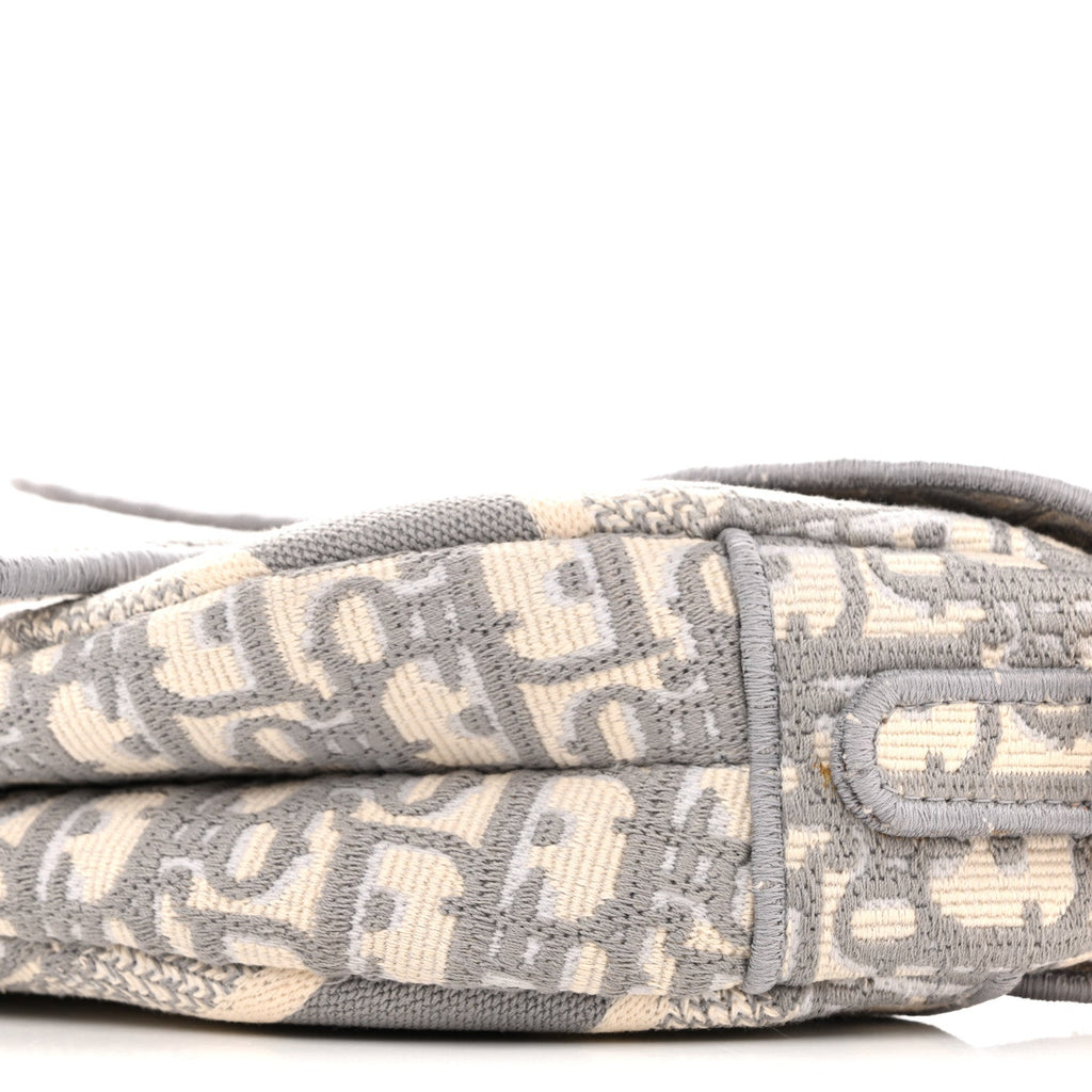 Oblique Embroidered Saddle Bag Gray