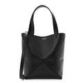 Shiny Calfskin Mini Puzzle Fold Tote Black