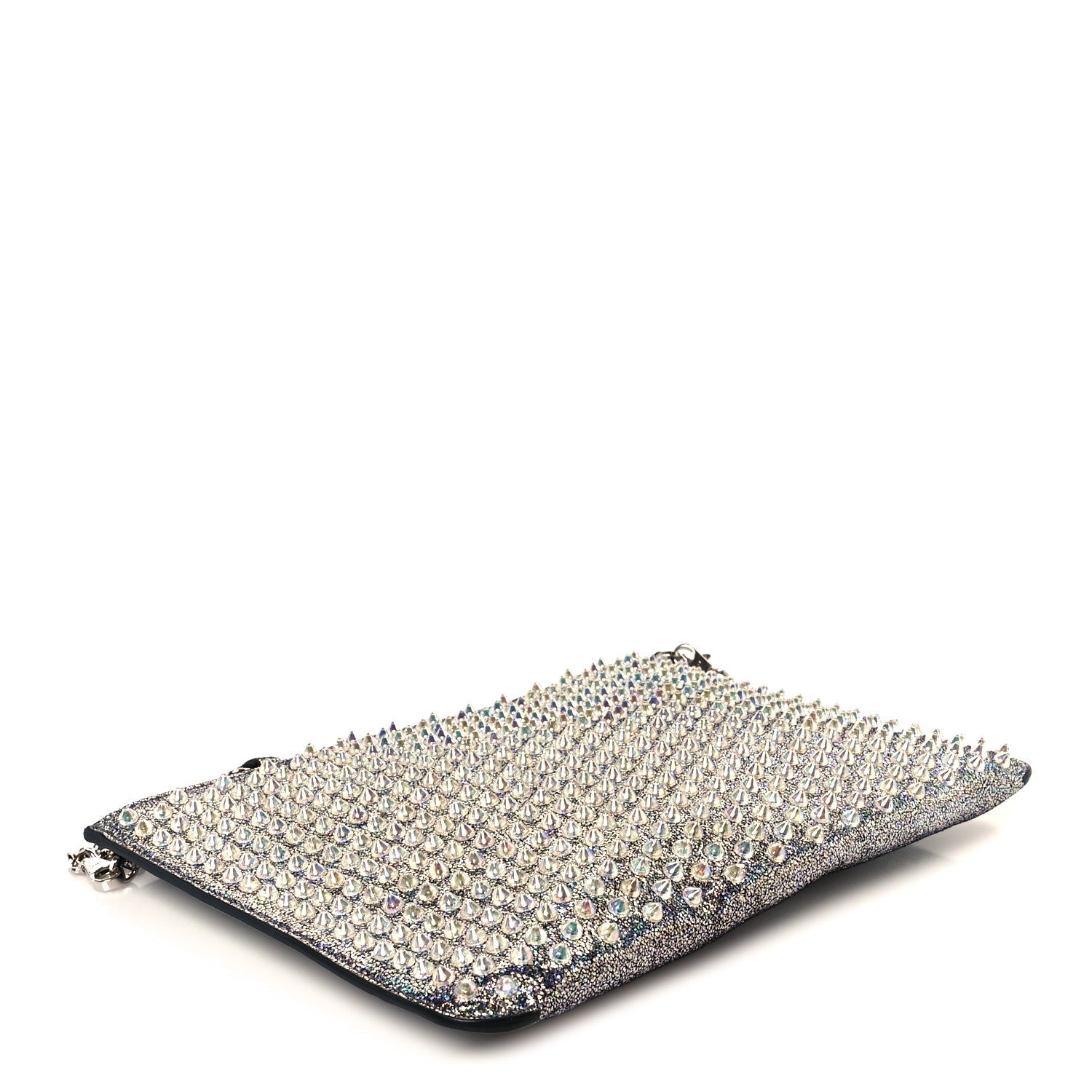 Nappa Mica Studded Loubiclutch Silver