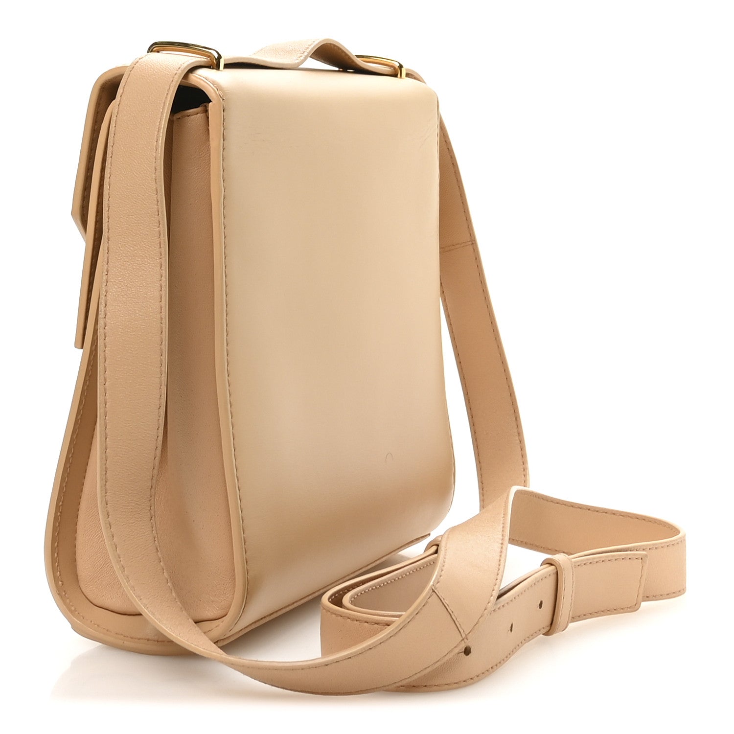 Box Calfskin Nappa Clip Bag Almond Gold