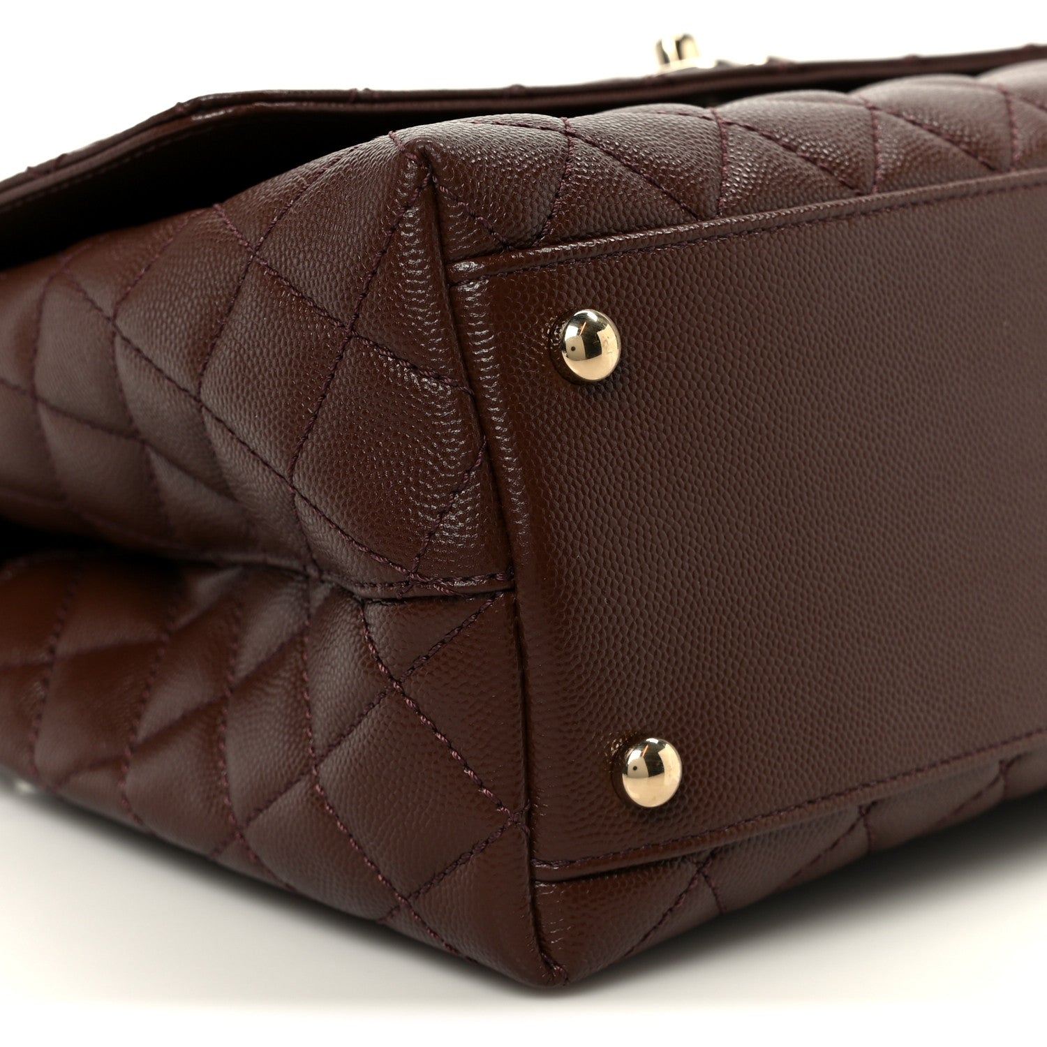 Caviar Quilted Small Coco Handle Flap Dark Brown