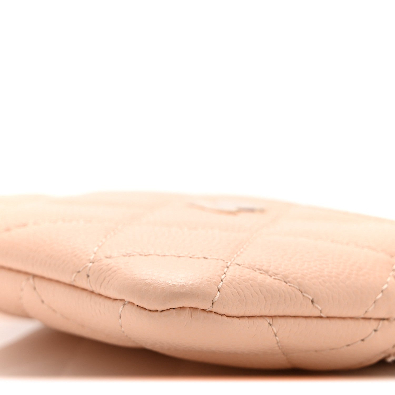 Caviar Quilted Zip  Holder Wallet Light Beige