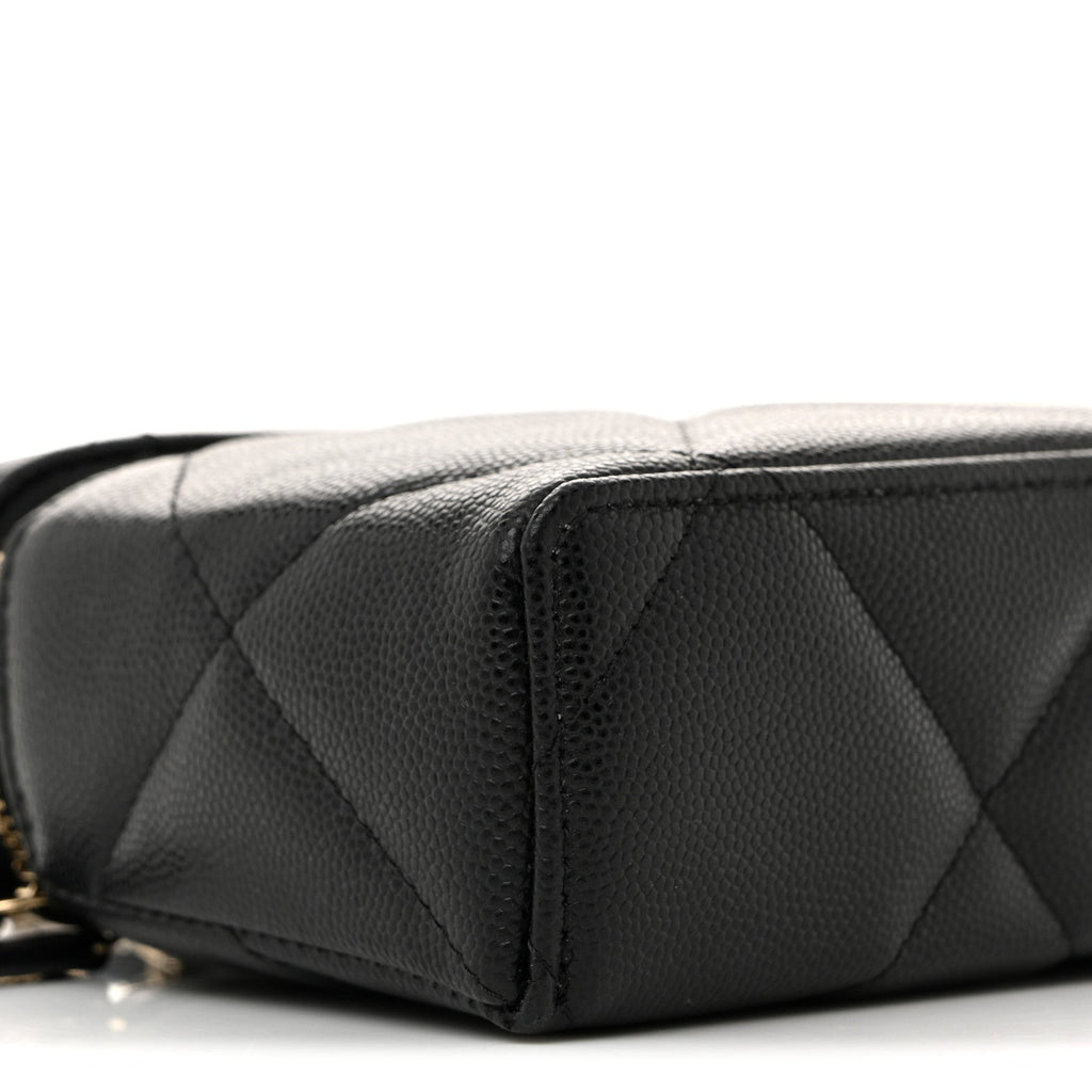 Caviar Quilted Top Handle Slim Vanity With Chain Black